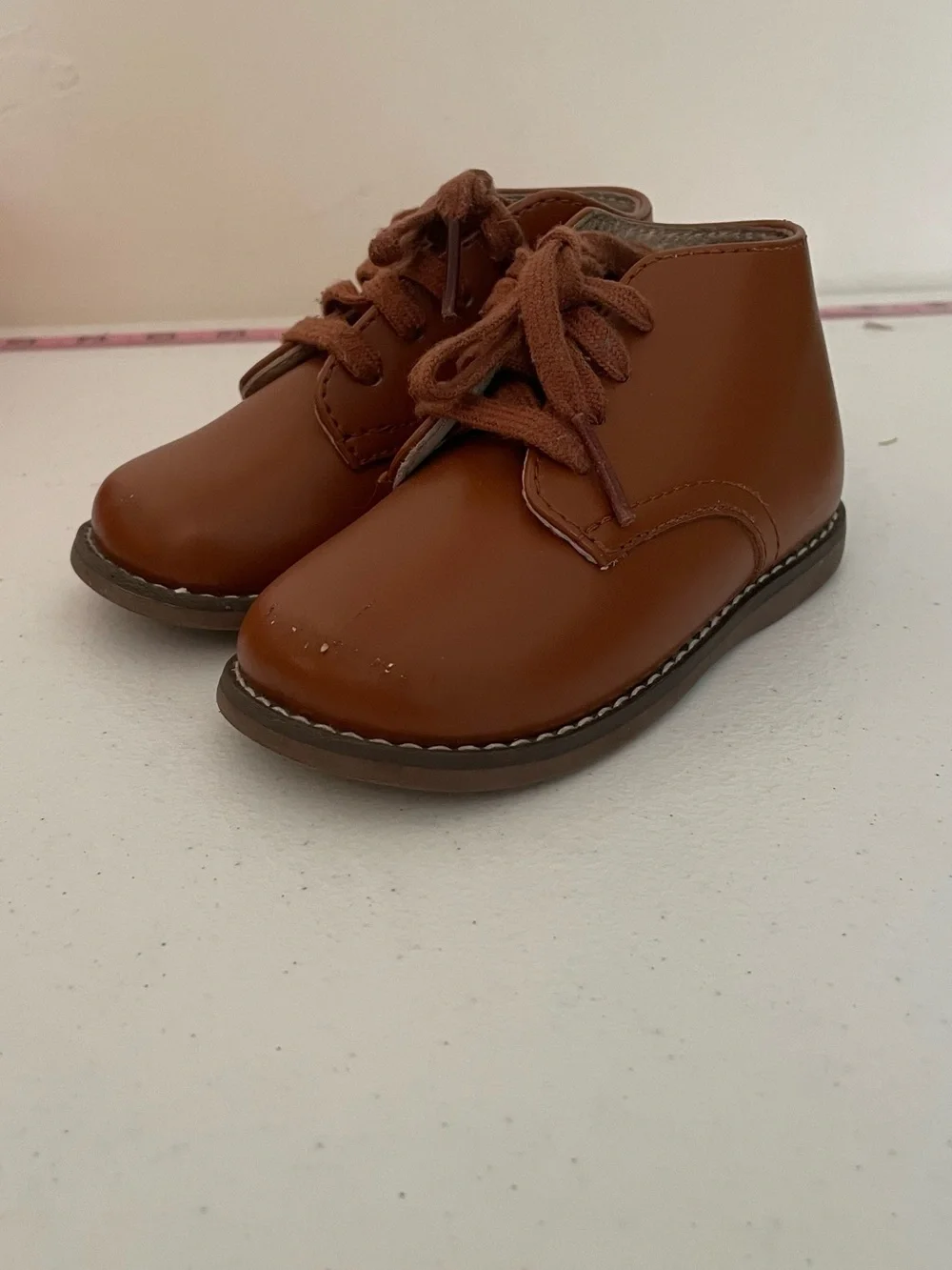 Toddler Brown Lace-Up Leatherette Boots - Classic Style